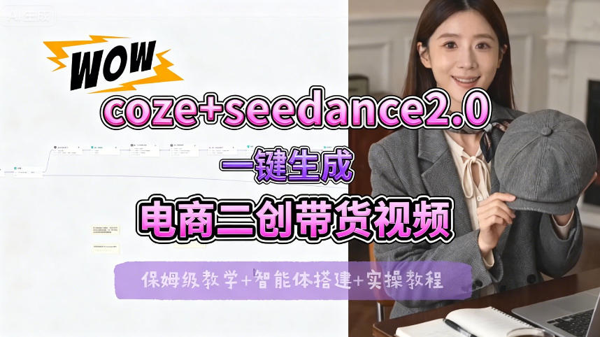 【Coze工作流搭建实操教程】seedance2.0+coze一键生成电商二创带货视频，全流程保姆级教学-dabaowz