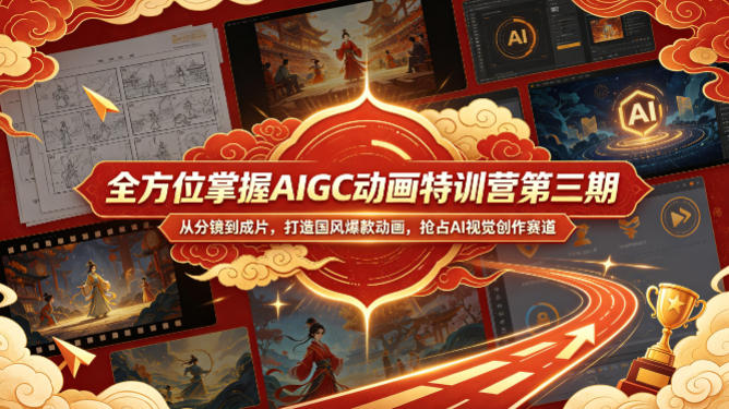 全方位掌握AIGC动画特训营第三期，从分镜到成片，打造国风爆款动画，抢占AI视觉创作赛道红利-dabaowz