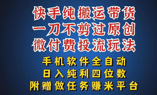 最新黑科技快手搬运带货方法，手机就能操作，轻松带你日入四位数【揭秘】-dabaowz