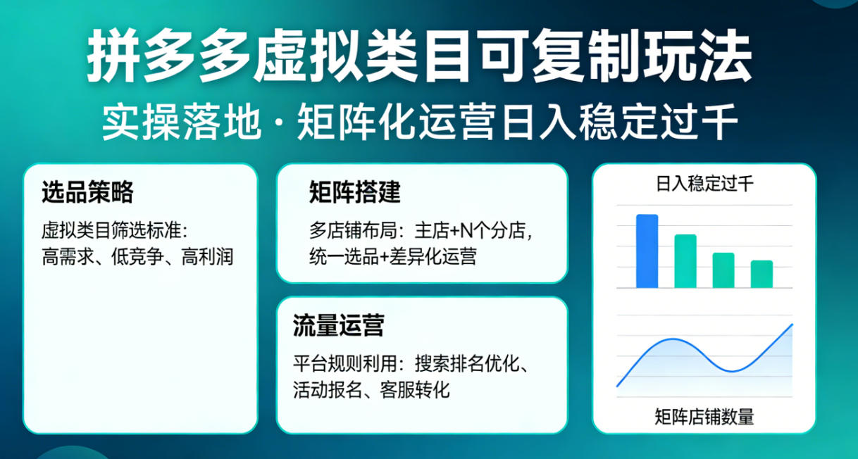 拼多多虚拟类目可复制玩法，实操落地，矩阵化日入稳定过千【揭秘】-dabaowz