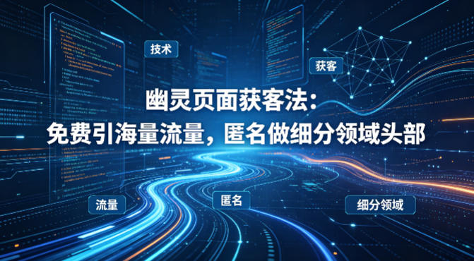 用懂技术！幽灵页面获客法：免费引海量流量，匿名做细分领域头部-dabaowz