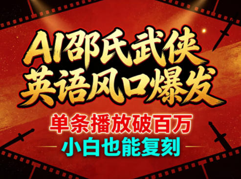 AI邵氏武侠英语风口爆发，单条播放破百万，小白也能复刻-dabaowz
