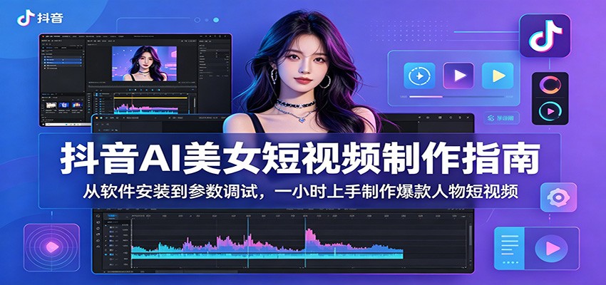 抖音AI美女短视频制作指南：从软件安装到参数调试，一小时上手制作爆款人物短视频-dabaowz