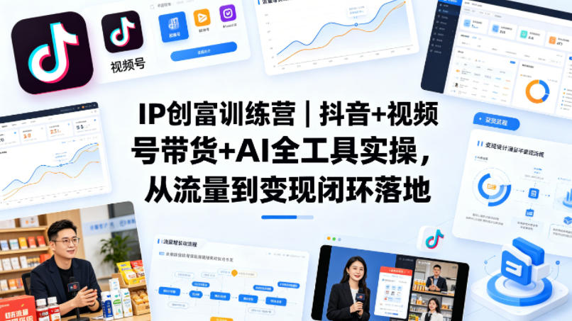IP创富训练营｜抖音+视频号带货+AI全工具实操，从流量到变现闭环落地-dabaowz