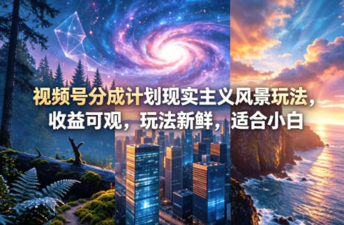 视频号分成计划现实主义风景玩法，收益可观，玩法新鲜，适合小白-dabaowz