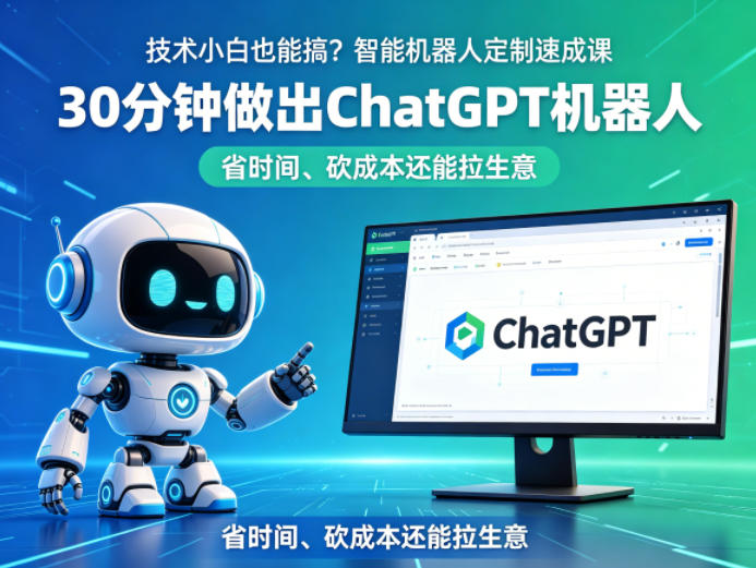技术小白也能搞？智能机器人定制速成课，30分钟做出ChatGPT机器人，省时间、砍成本还能拉生意-dabaowz