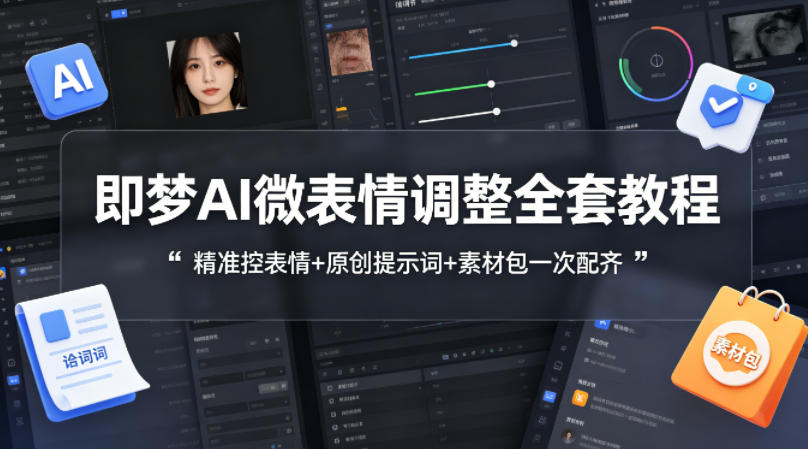 即梦AI微表情调整全套教程，精准控表情+原创提示词+素材包一次配齐-dabaowz
