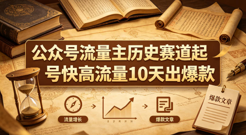 公众号流量主之历史赛道，起号快+高流量，10天就能出爆款！-dabaowz