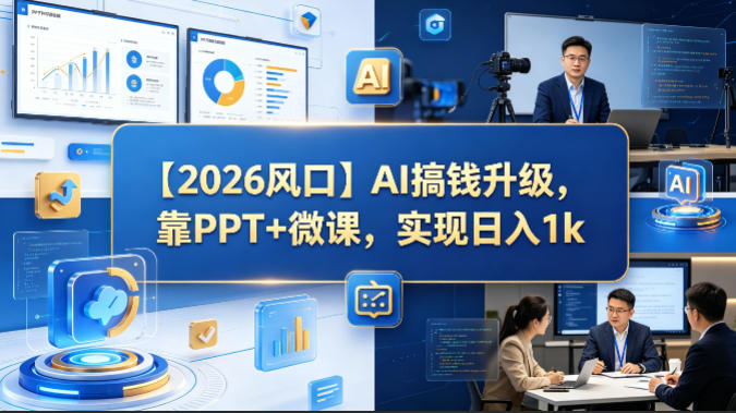 【2026风口】AI搞钱升级，靠PPT+微课，实现日入1k-dabaowz