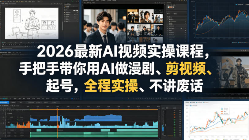 2026最新AI视频实操课程，手把手带你用AI做漫剧、剪视频、起号，全程实操、不讲废话-dabaowz