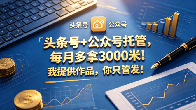 头条号+公众号托管，每月多拿3000米！我提供作品，你只管发！【揭秘】-dabaowz