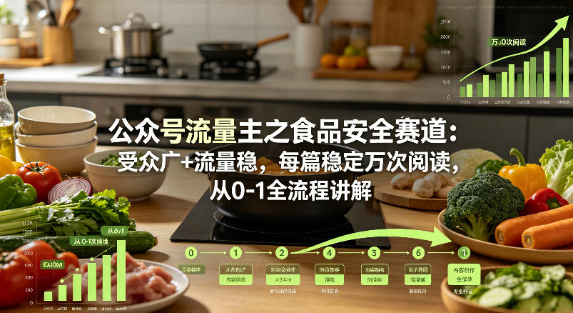 公众号流量主之食品安全赛道，受众广+流量稳，每篇作品稳定万次阅读，从0-1全流程讲解-dabaowz