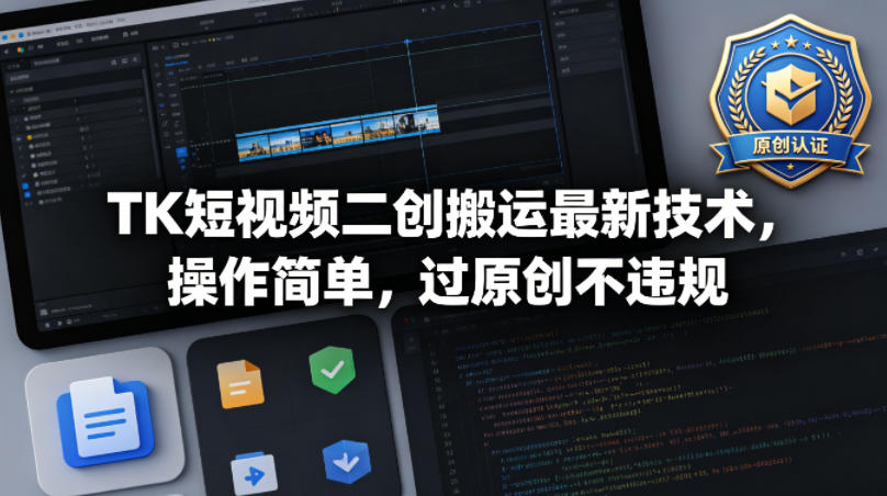 TK短视频二创搬运最新技术，操作简单，过原创不违规-dabaowz
