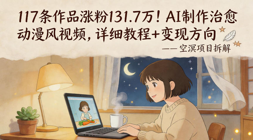117条作品涨粉131.7W！AI制作治愈动漫风视频，详细教程+变现方向-dabaowz
