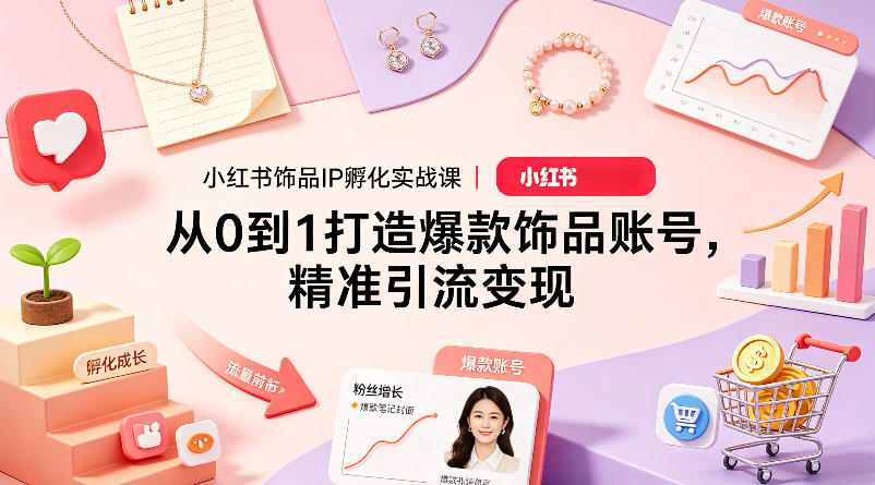 小红书饰品IP孵化实战课｜从0到1打造爆款饰品账号，精准引流变现-dabaowz