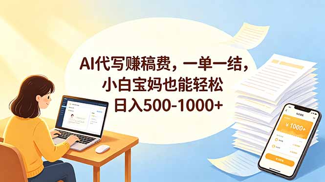 AI代写赚稿费，一单一结，小白宝妈也能轻松日入500-1000+-dabaowz