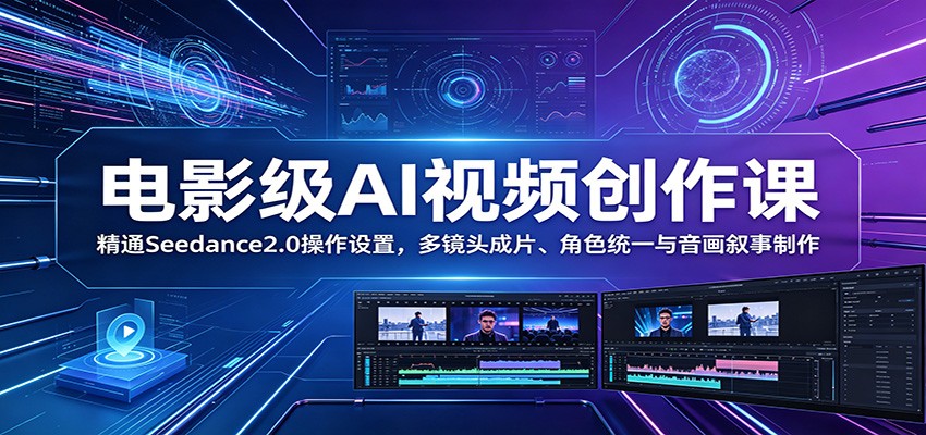 电影级AI视频创作课：精通Seedance2.0操作设置，多镜头成片、角色统一与音画叙事制作-dabaowz