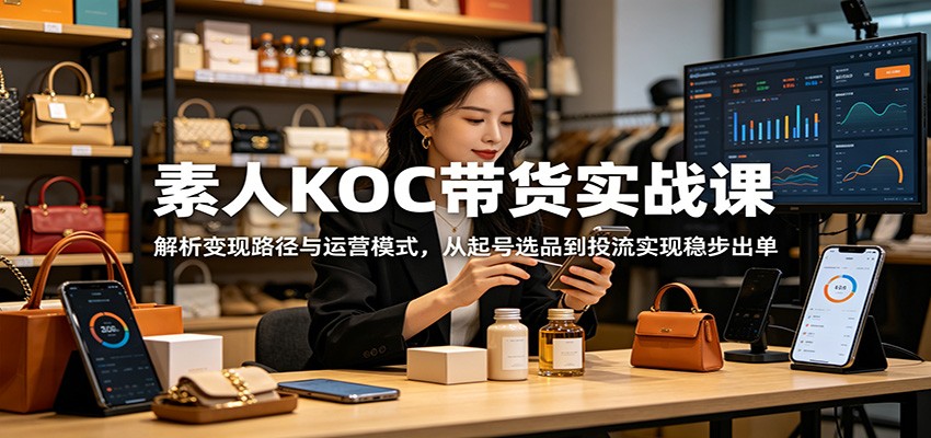 素人KOC带货实战课：解析变现路径与运营模式，从起号选品到投流实现稳步出单-dabaowz