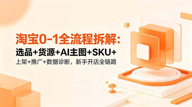 淘宝0-1全流程拆解：选品+货源+AI主图+SKU+上架+推广+数据诊断，新手开店全链路-dabaowz