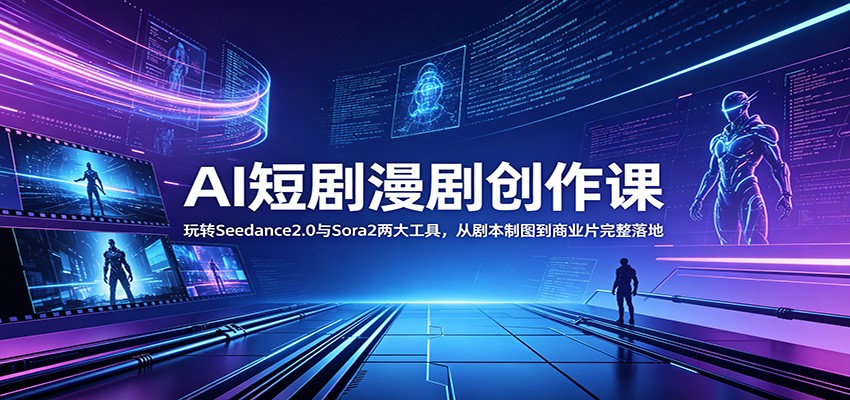 AI短剧漫剧创作课：玩转Seedance2.0与 Sora2两大工具，从剧本制图到商业片完整落地-dabaowz