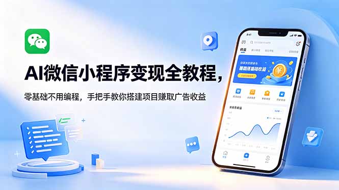 AI微信小程序变现全教程，零基础不用编程，手把手教你搭建项目赚取广告收益-dabaowz