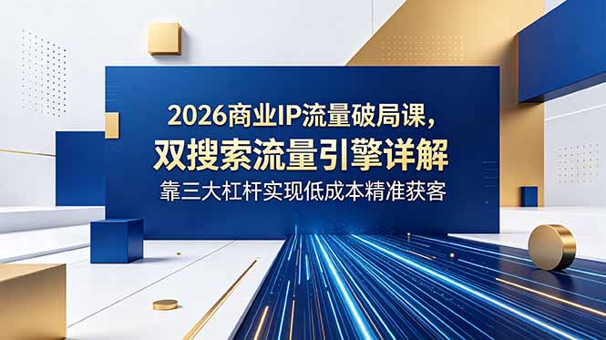 2026商业IP流量破局课，双搜索流量引擎详解，靠三大杠杆实现低成本精准获客-dabaowz