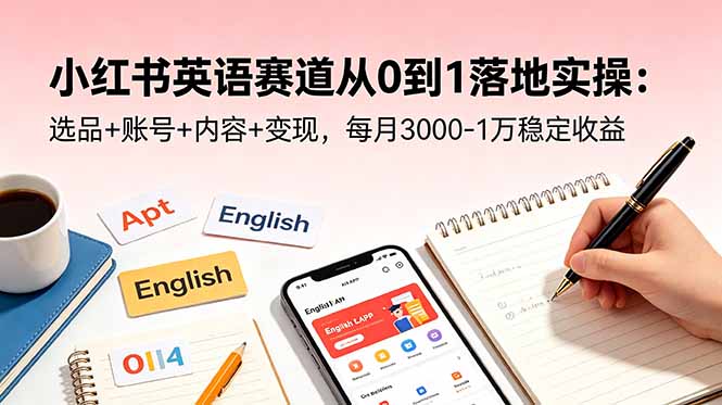 小红书英语赛道从0到1落地实操：选品+账号+内容+变现，每月3000-1万稳定收益-dabaowz