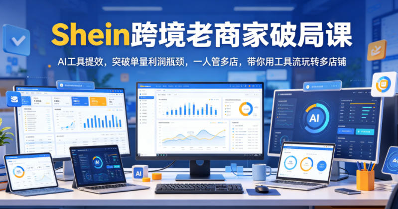 Shein跨境老商家破局课，AI工具提效，突破单量利润瓶颈，一人管多店，带你用工具流玩转多店铺-dabaowz