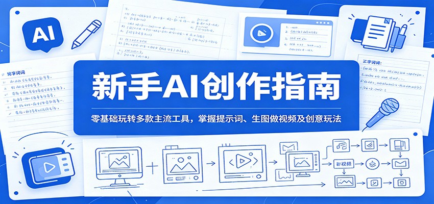 新手AI创作指南：零基础玩转多款主流工具，掌握提示词、生图做视频及创意玩法-dabaowz