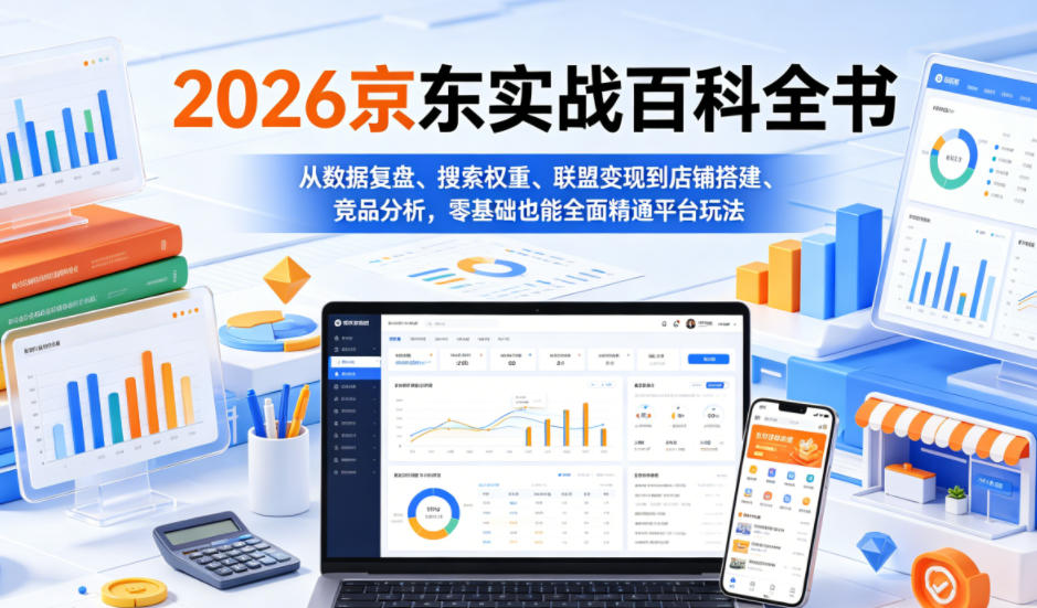 2026京东实战百科全书，从数据复盘、搜索权重、联盟变现到店铺搭建、竞品分析，零基础也能全面精通平台玩法-dabaowz