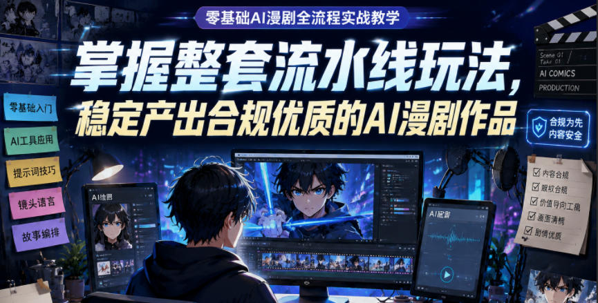 零基础AI漫剧全流程实战教学，掌握整套流水线玩法，稳定产出合规优质的AI漫剧作品-dabaowz