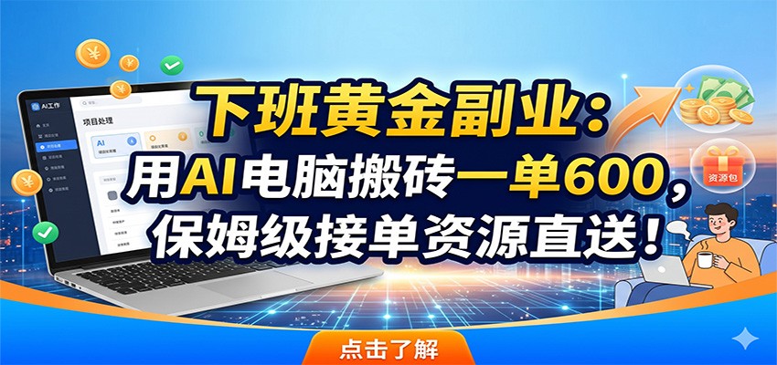 下班黄金副业:用AI电脑搬砖一单600,保姆级接单资源直送!-dabaowz