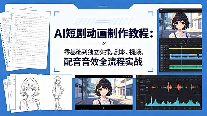 AI短剧动画制作教程：零基础到独立实操，剧本、视频、配音音效全流程实战-dabaowz