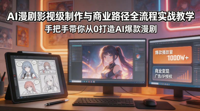 AI漫剧影视级制作与商业路径全流程实战教学，手带你从0打造AI爆款漫剧-dabaowz