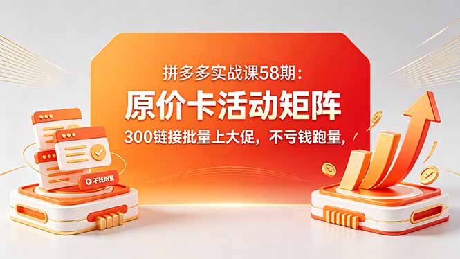 拼多多实战课58期：原价卡活动矩阵，300链接批量上大促，不亏钱跑量-dabaowz