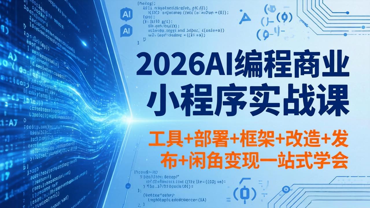 2026AI编程商业小程序实战课，工具+部署+框架+改造+发布+闲鱼变现一站式学会-dabaowz