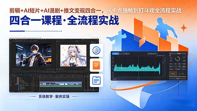 剪辑+AI短片+AI漫剧+推文变现四合一，从卡点抽帧到打斗戏全流程实战-dabaowz
