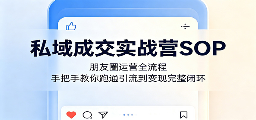 私域成交实战营SOP：朋友圈运营全流程，手把手教你跑通引流到变现完整闭环-dabaowz
