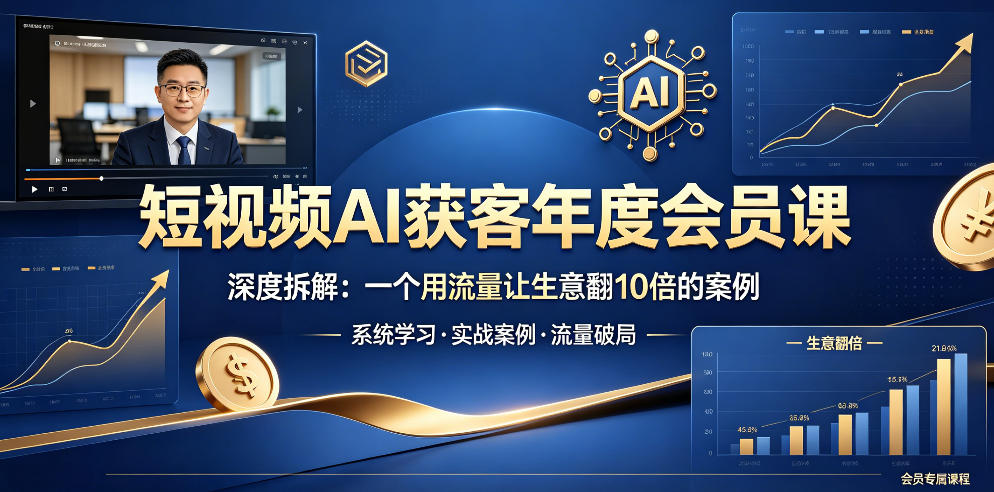 短视频AI获客年度会员课，深度拆解，一个用流量让生意翻10倍的案例-dabaowz