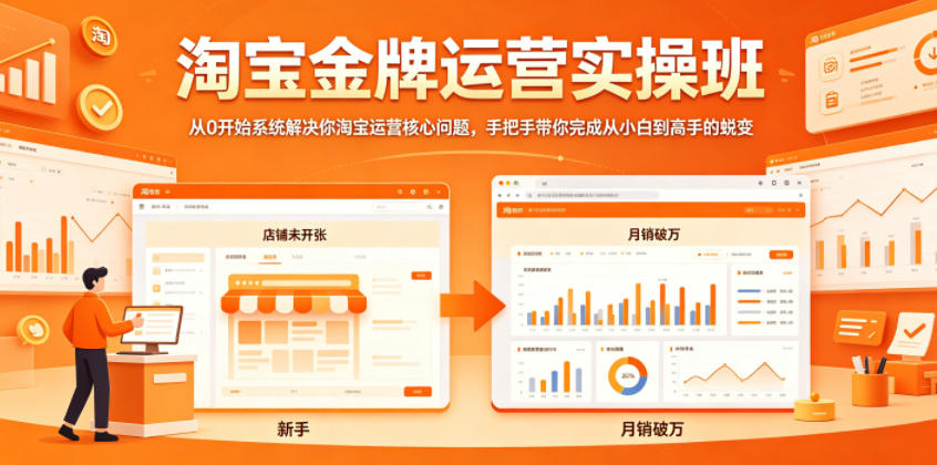 淘宝金牌运营实操班，从0开始系统解决你淘宝运营核心问题，手把手带你完成从小白到高手的蜕变-dabaowz
