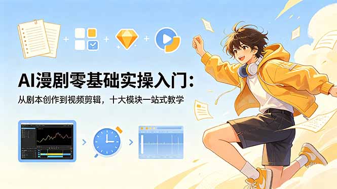 AI漫剧零基础实操入门：从剧本创作到视频剪辑，十大模块一站式教学-dabaowz