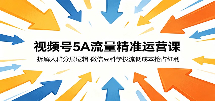 视频号5A流量精准运营课：拆解人群分层逻辑，微信豆科学投流低成本抢占红利-dabaowz