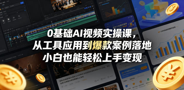 0基础AI视频实操课，从工具应用到爆款案例落地，小白也能轻松上手变现-dabaowz