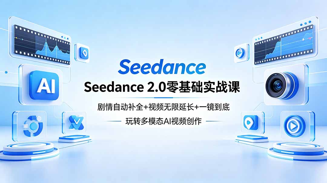 Seedance 2.0零基础实战课：剧情自动补全+视频无限延长+一镜到底：玩转多模态AI视频创作-dabaowz