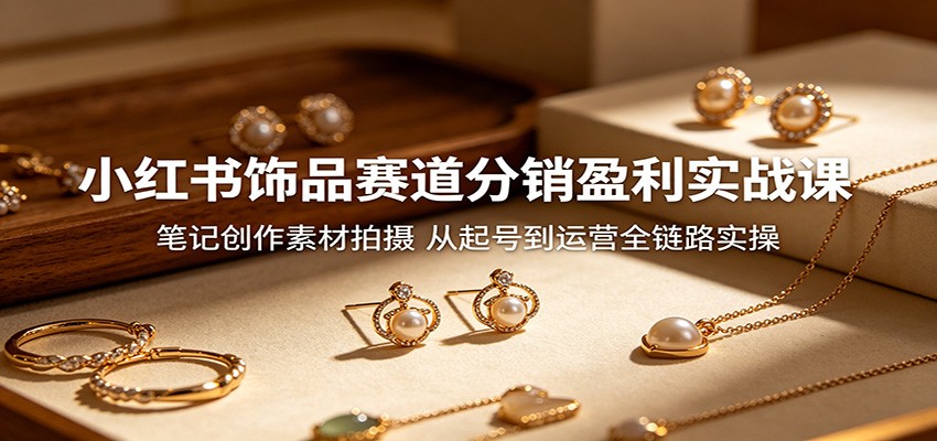 小红书饰品赛道分销盈利实战课：笔记创作素材拍摄，从起号到运营全链路实操-dabaowz