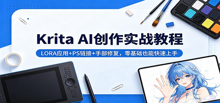 Krita AI创作实战教程：LORA应用+PS链接+手部修复，零基础也能快速上手-dabaowz