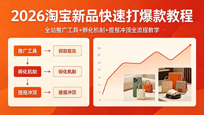 2026淘宝新品快速打爆款教程，全站推广工具+孵化机制+提报冲顶全流程教学-dabaowz