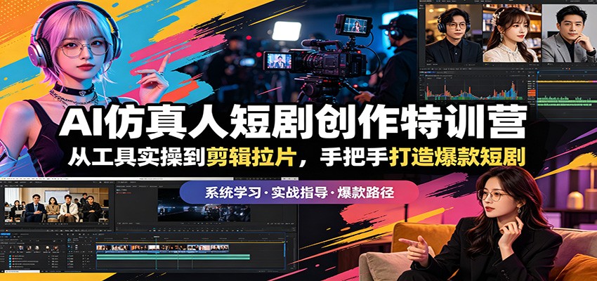 AI仿真人短剧创作特训营：从工具实操到剪辑拉片，手把手打造爆款短剧-dabaowz