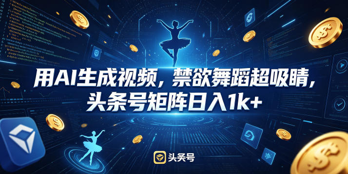 用AI生成视频，禁欲舞蹈超吸睛，头条号矩阵日入1k+-dabaowz
