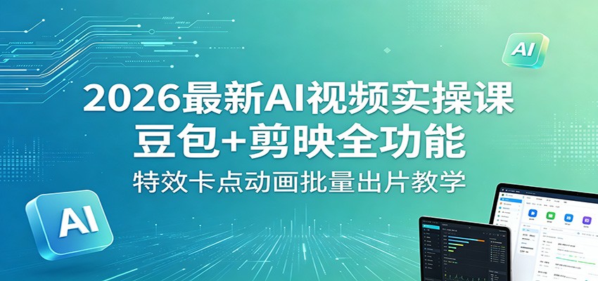 2026最新AI视频实操课：豆包+剪映全功能，特效卡点动画批量出片教学-dabaowz